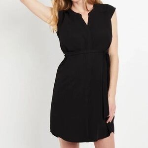 Jones New York Cap Sleeve Wear to Work V-Neck Belted Little Black Dress 12
